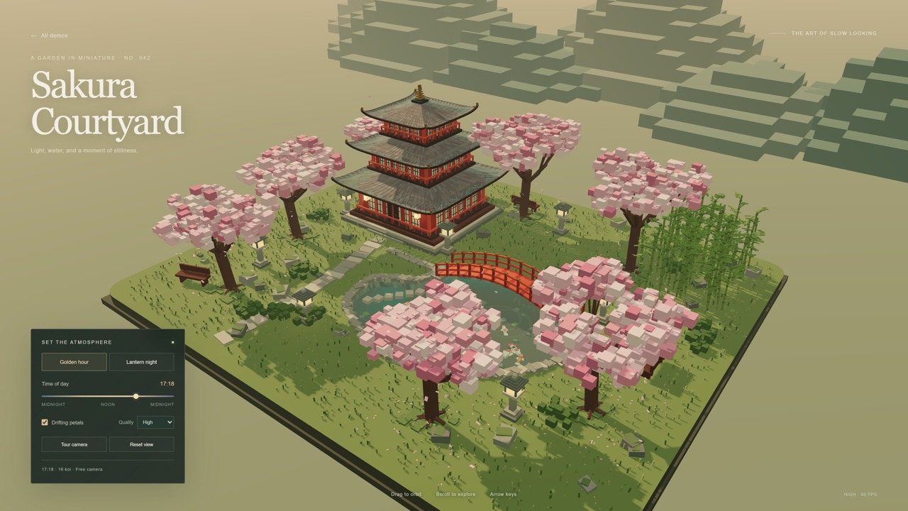 Sakura Courtyard · GPT-6.1 Sol running in the browser