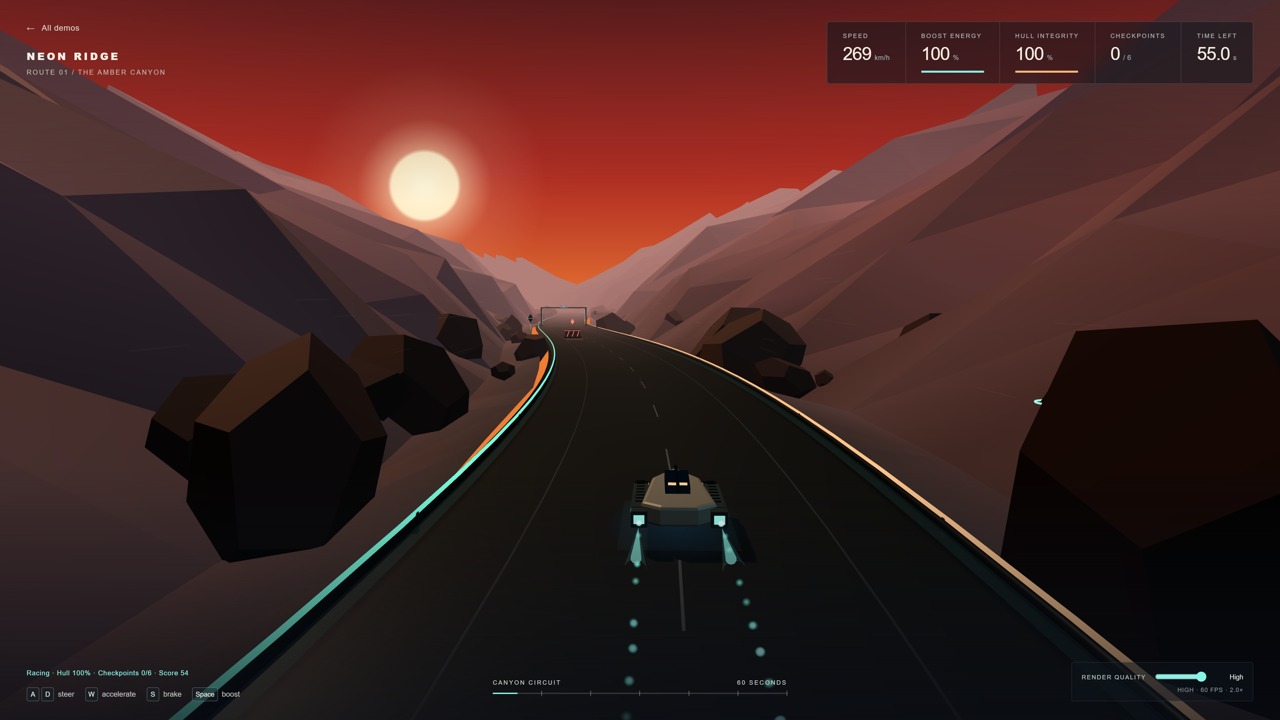 Neon Ridge · GPT-6.1 Sol running in the browser