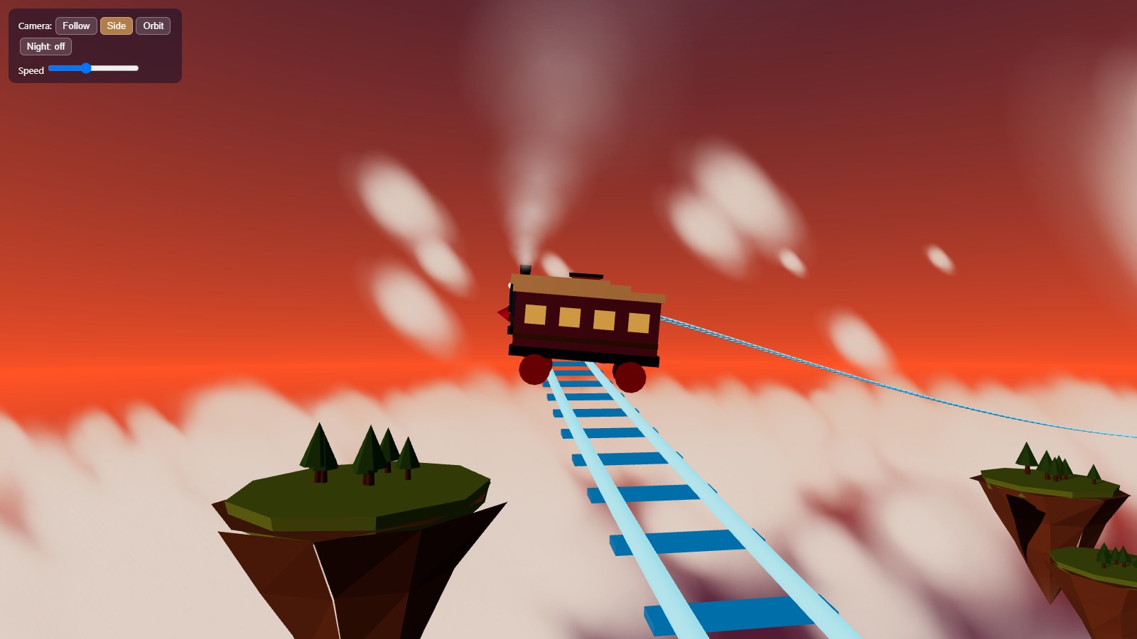 Claude Opus 5.5 · Glowing rail through the clouds