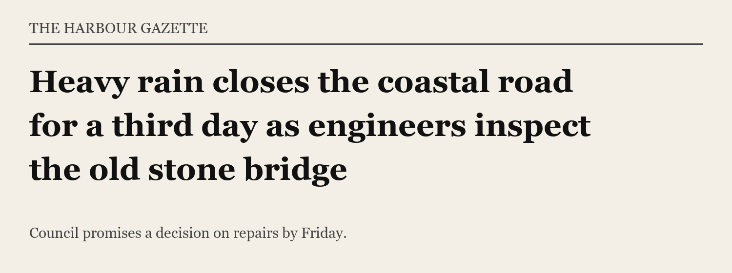 The test image: a newspaper headline