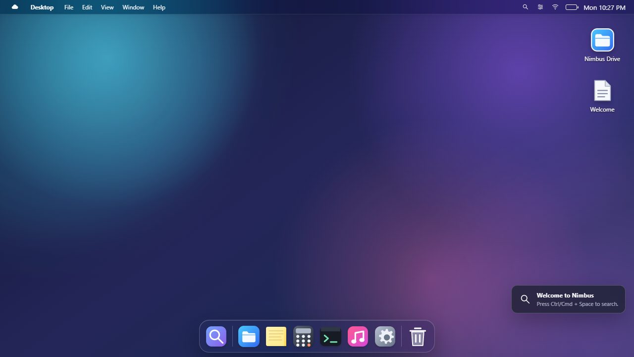 macOS-style desktop in the browser