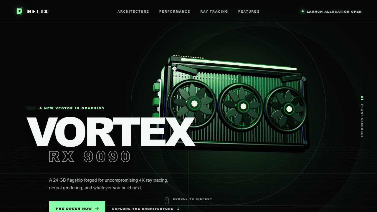 Graphics card launch landing page