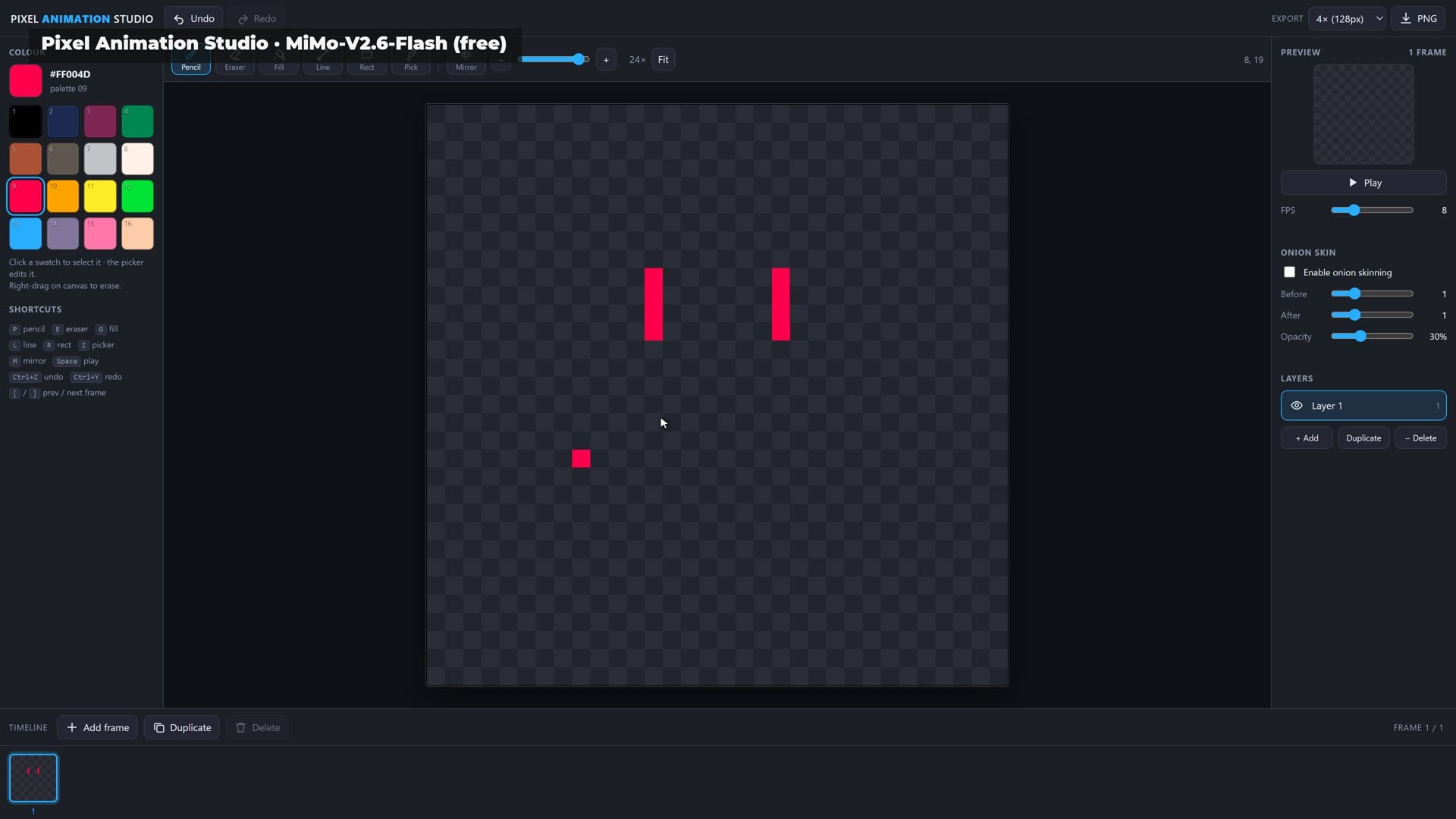 MiMo's Pixel Animation Studio: the most polished of the three to draw in.