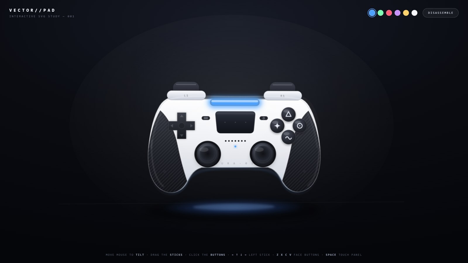 Kimi K3's Vector//Pad: a cleaner, smaller studio shot with carbon grips and a floor reflection.