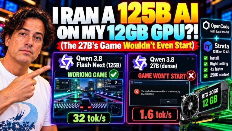Qwen 3.8 Flash Next 125B on a 12GB RTX 3060, in OpenCode