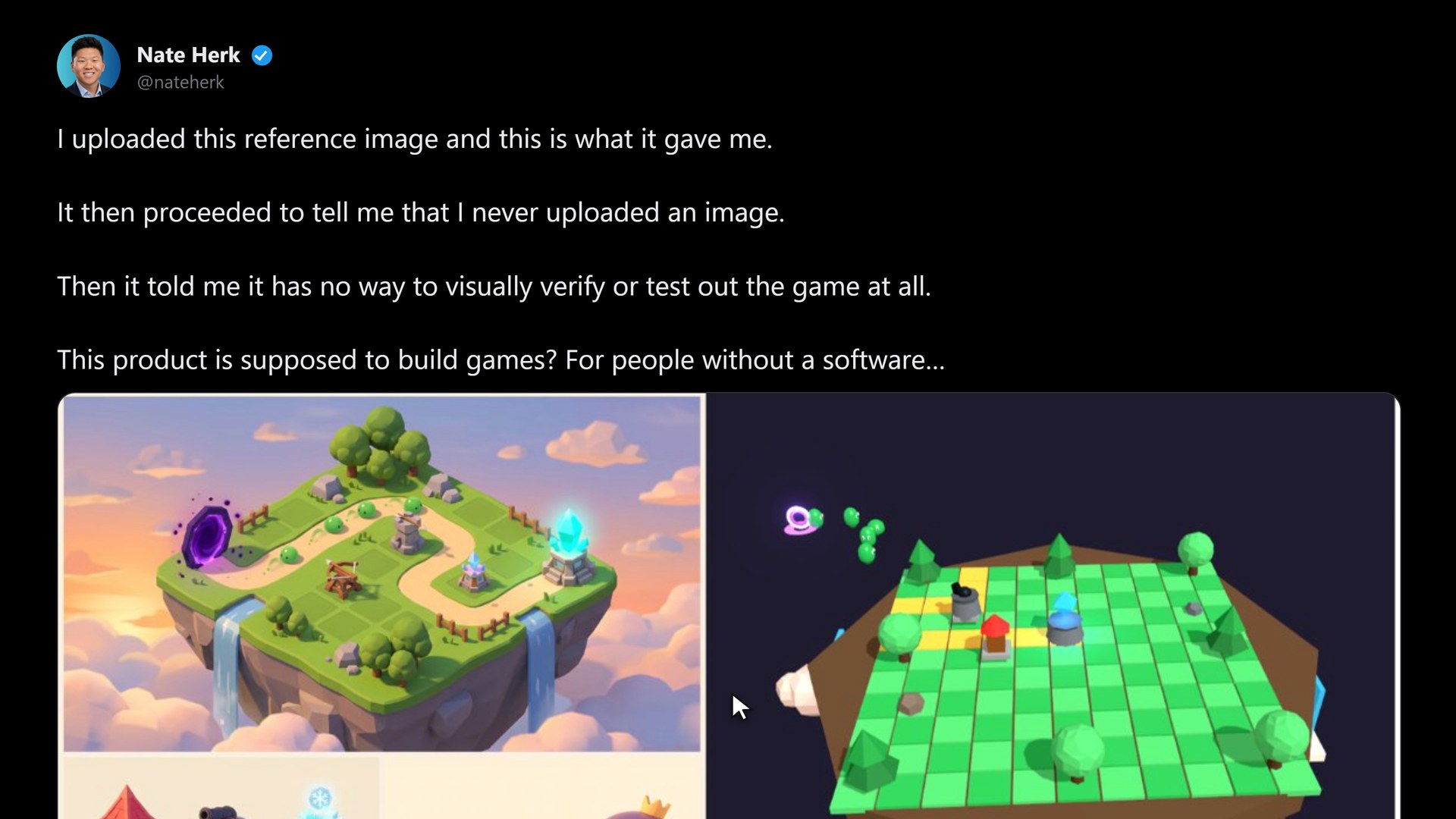 Nate Herk on X: the reference image on the left, what Playground built on the right.