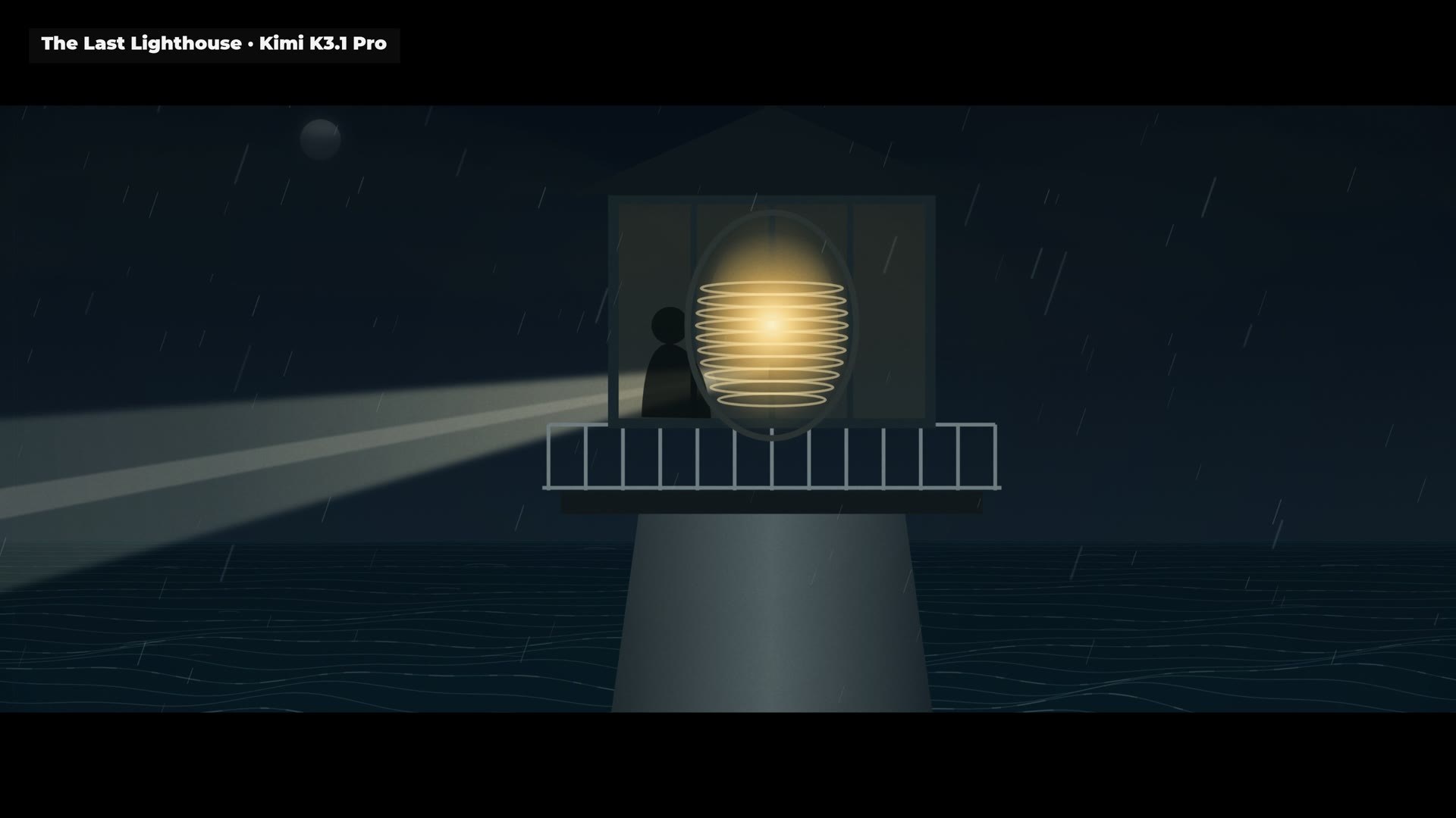 The keeper in the lamp room, from Kimi's The Last Lighthouse.