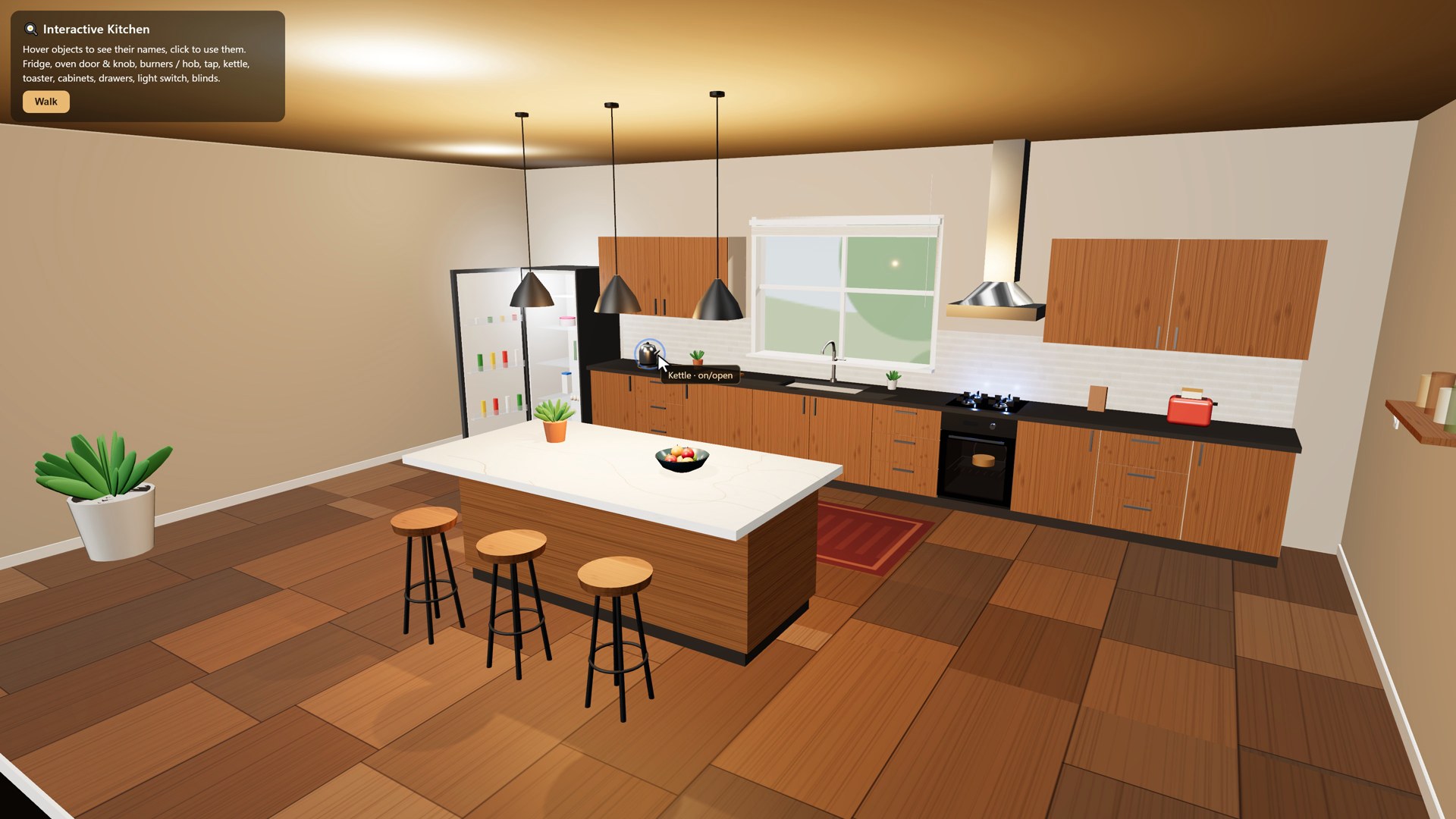 Claude Opus 5.5's kitchen from the same prompt: 32 parts that work when you click them.