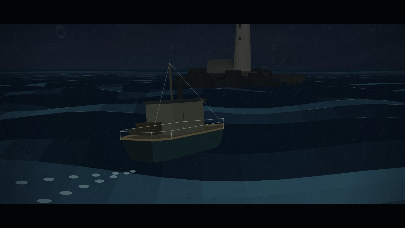 GPT-6.1 Sol, The Last Lighthouse: a low-poly sea, a lit tower and a boat with running lights. It ran with no edits.