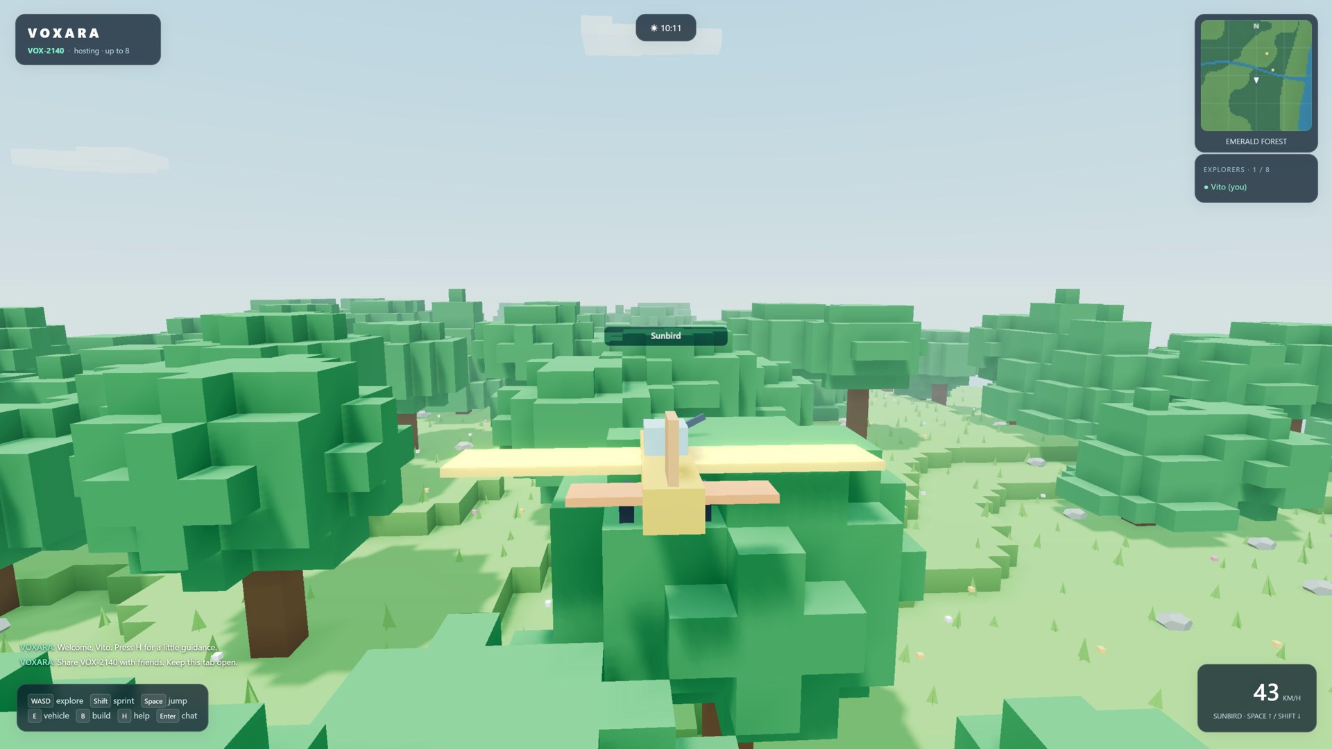 GPT-6.1 Sol's plane over the pastel forest, with the speedometer in the corner.